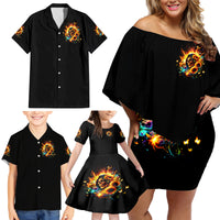 Sunflower Skull Family Matching Off Shoulder Short Dress and Hawaiian Shirt She Is Sunshine Mixed With A Little Hurricane - Wonder Print Shop