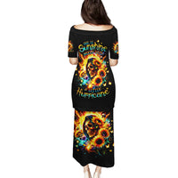 Sunflower Skull Family Matching Puletasi and Hawaiian Shirt She Is Sunshine Mixed With A Little Hurricane - Wonder Print Shop