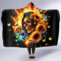 Sunflower Skull Hooded Blanket She Is Sunshine Mixed With A Little Hurricane