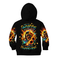Sunflower Skull Kid Hoodie She Is Sunshine Mixed With A Little Hurricane - Wonder Print Shop