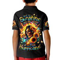 Sunflower Skull Kid Polo Shirt She Is Sunshine Mixed With A Little Hurricane - Wonder Print Shop