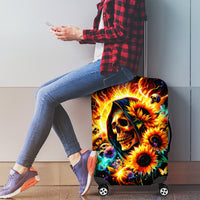 Sunflower Skull Luggage Cover She Is Sunshine Mixed With A Little Hurricane - Wonder Print Shop