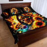 Sunflower Skull Quilt Bed Set She Is Sunshine Mixed With A Little Hurricane - Wonder Print Shop