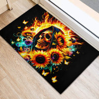 Sunflower Skull Rubber Doormat She Is Sunshine Mixed With A Little Hurricane - Wonder Print Shop