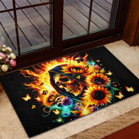 Sunflower Skull Rubber Doormat She Is Sunshine Mixed With A Little Hurricane - Wonder Print Shop