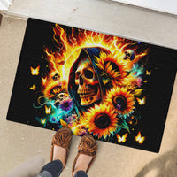 Sunflower Skull Rubber Doormat She Is Sunshine Mixed With A Little Hurricane - Wonder Print Shop