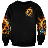 Sunflower Skull Sweatshirt She Is Sunshine Mixed With A Little Hurricane - Wonder Print Shop