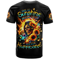 Sunflower Skull T Shirt She Is Sunshine Mixed With A Little Hurricane - Wonder Print Shop