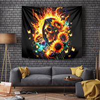 Sunflower Skull Tapestry She Is Sunshine Mixed With A Little Hurricane - Wonder Print Shop