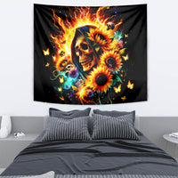 Sunflower Skull Tapestry She Is Sunshine Mixed With A Little Hurricane - Wonder Print Shop