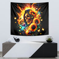 Sunflower Skull Tapestry She Is Sunshine Mixed With A Little Hurricane - Wonder Print Shop