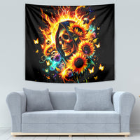 Sunflower Skull Tapestry She Is Sunshine Mixed With A Little Hurricane - Wonder Print Shop