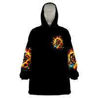 Sunflower Skull Wearable Blanket Hoodie She Is Sunshine Mixed With A Little Hurricane - Wonder Print Shop