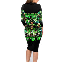 Witch Skull Family Matching Long Sleeve Bodycon Dress and Hawaiian Shirt Of Course I'm Going To Hell I'm Just Here To Pick You Up - Wonder Print Shop