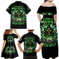 Witch Skull Family Matching Off Shoulder Maxi Dress and Hawaiian Shirt Of Course I'm Going To Hell I'm Just Here To Pick You Up - Wonder Print Shop