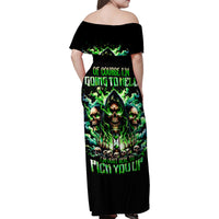 Witch Skull Family Matching Off Shoulder Maxi Dress and Hawaiian Shirt Of Course I'm Going To Hell I'm Just Here To Pick You Up - Wonder Print Shop