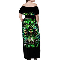 Witch Skull Off Shoulder Maxi Dress Of Course I'm Going To Hell I'm Just Here To Pick You Up - Wonder Print Shop