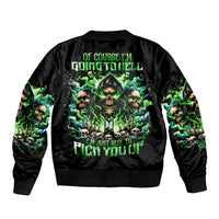 Witch Skull Sleeve Zip Bomber Jacket Of Course I'm Going To Hell I'm Just Here To Pick You Up - Wonder Print Shop