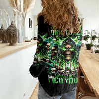 Witch Skull Women Casual Shirt Of Course I'm Going To Hell I'm Just Here To Pick You Up - Wonder Print Shop