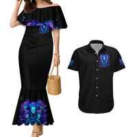 Rose Skull Couples Matching Mermaid Dress and Hawaiian Shirt Four Out Of The Five Voices In My Head Think You An Idiot - Wonder Print Shop