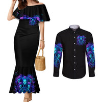 Rose Skull Couples Matching Mermaid Dress and Long Sleeve Button Shirt Four Out Of The Five Voices In My Head Think You An Idiot