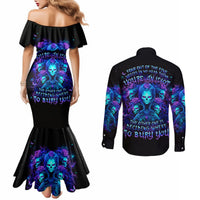Rose Skull Couples Matching Mermaid Dress and Long Sleeve Button Shirt Four Out Of The Five Voices In My Head Think You An Idiot