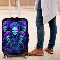 Rose Skull Luggage Cover Four Out Of The Five Voices In My Head Think You An Idiot - Wonder Print Shop