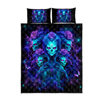 Rose Skull Quilt Bed Set Four Out Of The Five Voices In My Head Think You An Idiot - Wonder Print Shop