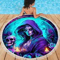 Witch Skull Beach Blanket Hello Darkness My Old Friend - Wonder Print Shop