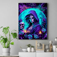 Witch Skull Canvas Wall Art Hello Darkness My Old Friend - Wonder Print Shop