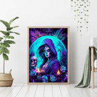 Witch Skull Canvas Wall Art Hello Darkness My Old Friend - Wonder Print Shop