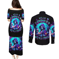 Witch Skull Couples Matching Puletasi and Long Sleeve Button Shirt Hello Darkness My Old Friend - Wonder Print Shop