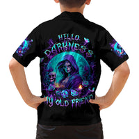 Witch Skull Family Matching Off Shoulder Maxi Dress and Hawaiian Shirt Hello Darkness My Old Friend - Wonder Print Shop