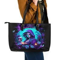 Witch Skull Leather Tote Bag Hello Darkness My Old Friend - Wonder Print Shop