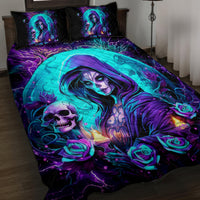 Witch Skull Quilt Bed Set Hello Darkness My Old Friend - Wonder Print Shop