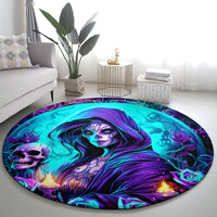 Witch Skull Round Carpet Hello Darkness My Old Friend