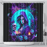 Witch Skull Shower Curtain Hello Darkness My Old Friend