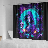 Witch Skull Shower Curtain Hello Darkness My Old Friend