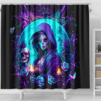Witch Skull Shower Curtain Hello Darkness My Old Friend