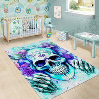 Rose SKull Area Rug My Give A Fuck Is Broken But My Go Fuck Yourself Is Fully Functional - Wonder Print Shop