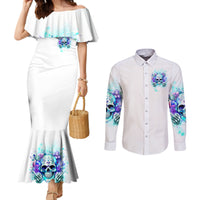 Rose SKull Couples Matching Mermaid Dress and Long Sleeve Button Shirt My Give A Fuck Is Broken But My Go Fuck Yourself Is Fully Functional