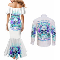 Rose SKull Couples Matching Mermaid Dress and Long Sleeve Button Shirt My Give A Fuck Is Broken But My Go Fuck Yourself Is Fully Functional