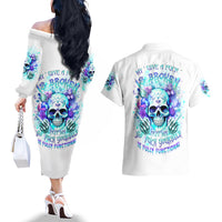 Rose SKull Couples Matching Off The Shoulder Long Sleeve Dress and Hawaiian Shirt My Give A Fuck Is Broken But My Go Fuck Yourself Is Fully Functional - Wonder Print Shop