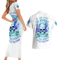 Rose SKull Couples Matching Short Sleeve Bodycon Dress and Hawaiian Shirt My Give A Fuck Is Broken But My Go Fuck Yourself Is Fully Functional - Wonder Print Shop
