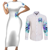 Rose SKull Couples Matching Short Sleeve Bodycon Dress and Long Sleeve Button Shirt My Give A Fuck Is Broken But My Go Fuck Yourself Is Fully Functional - Wonder Print Shop