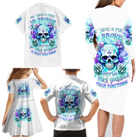 Rose SKull Family Matching Long Sleeve Bodycon Dress and Hawaiian Shirt My Give A Fuck Is Broken But My Go Fuck Yourself Is Fully Functional - Wonder Print Shop