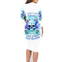Rose SKull Family Matching Long Sleeve Bodycon Dress and Hawaiian Shirt My Give A Fuck Is Broken But My Go Fuck Yourself Is Fully Functional - Wonder Print Shop