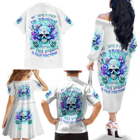 Rose SKull Family Matching Off Shoulder Long Sleeve Dress and Hawaiian Shirt My Give A Fuck Is Broken But My Go Fuck Yourself Is Fully Functional - Wonder Print Shop