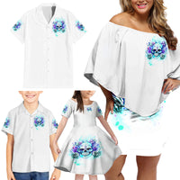 Rose SKull Family Matching Off Shoulder Short Dress and Hawaiian Shirt My Give A Fuck Is Broken But My Go Fuck Yourself Is Fully Functional - Wonder Print Shop
