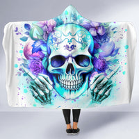 Rose SKull Hooded Blanket My Give A Fuck Is Broken But My Go Fuck Yourself Is Fully Functional